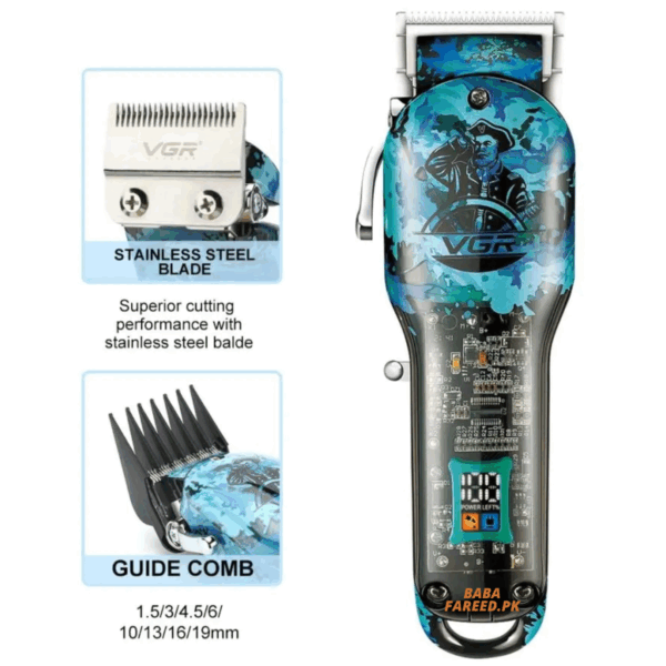 VGR, Professional Rechargeable Trimmer , Clipper & Foil Shaver, Barber Combo Kit, V-645 - Image 2