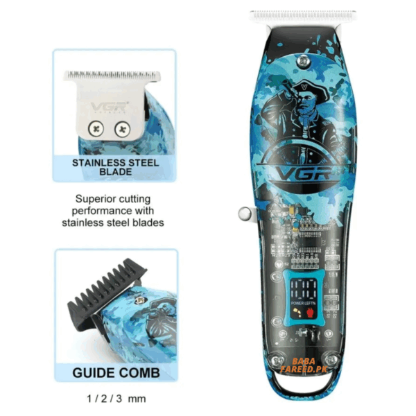 VGR, Professional Rechargeable Trimmer , Clipper & Foil Shaver, Barber Combo Kit, V-645 - Image 3