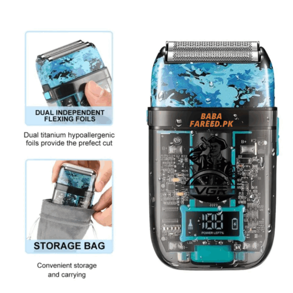 VGR, Professional Rechargeable Trimmer , Clipper & Foil Shaver, Barber Combo Kit, V-645 - Image 4