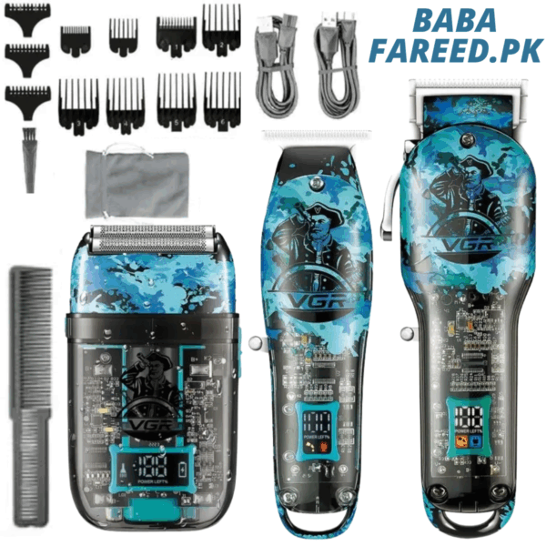 VGR, Professional Rechargeable Trimmer , Clipper & Foil Shaver, Barber Combo Kit, V-645 - Image 6