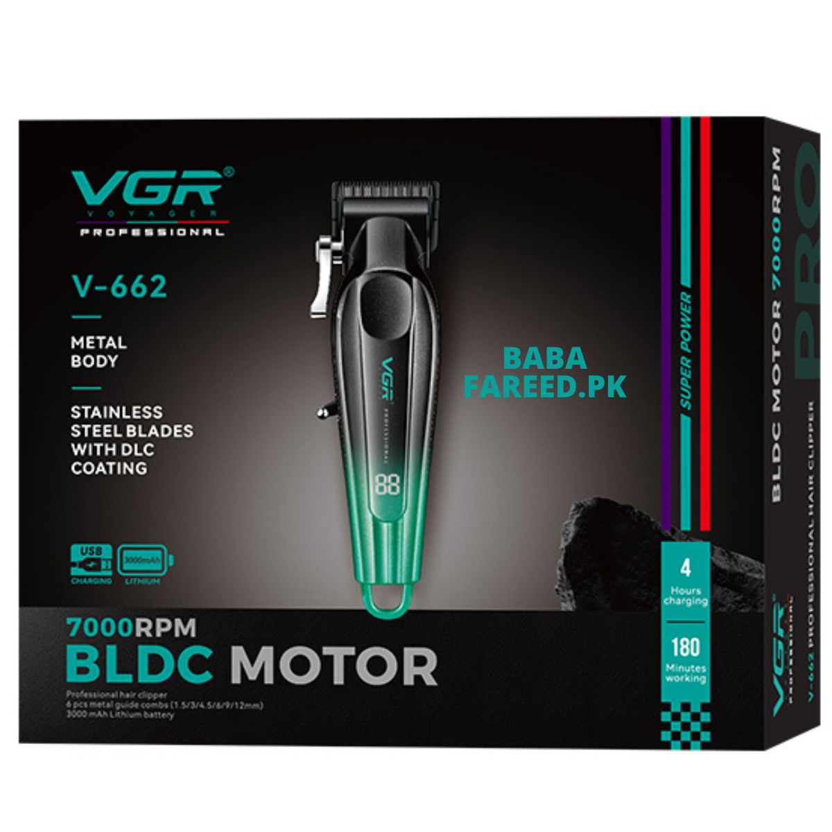 VGR, Professional Rechargeable Hair Trimmer/Clipper, V-662 - Image 5