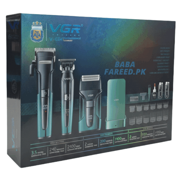 VGR, Professional Rechargeable Trimmer , Clipper & Foil Shaver, Combo Kit, V-694 - Image 7
