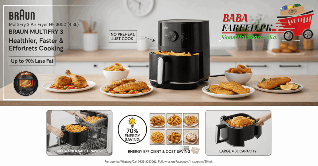 Braun MultiFry 3 Air Fryer 4.3Liter HF 3000 image for description