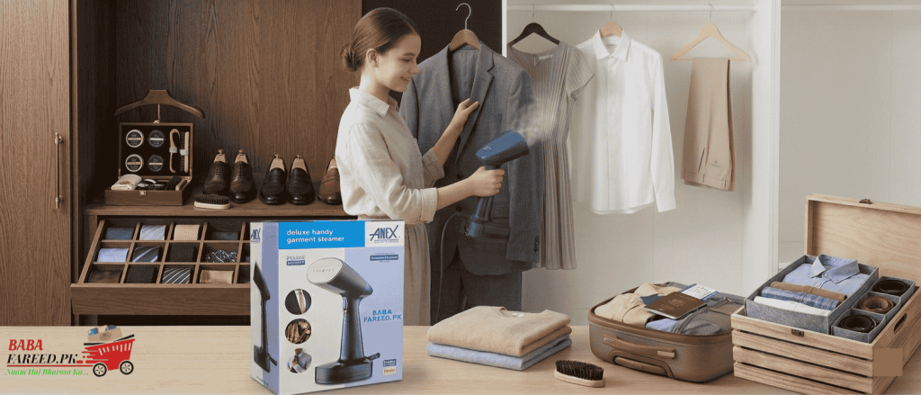 Anex AG 1019 Garment Steamer description image with facebook link