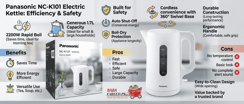 Panasonic NC K101 Electric Kettle description image with facebook link