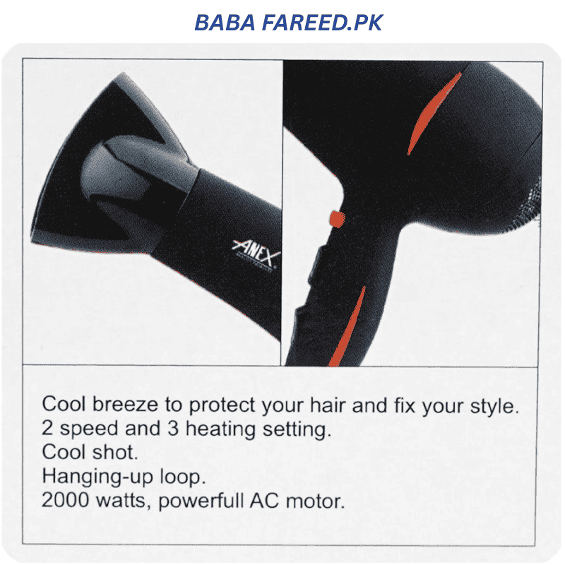 Anex AG-7025 Hair Dryer Box Back Side Image